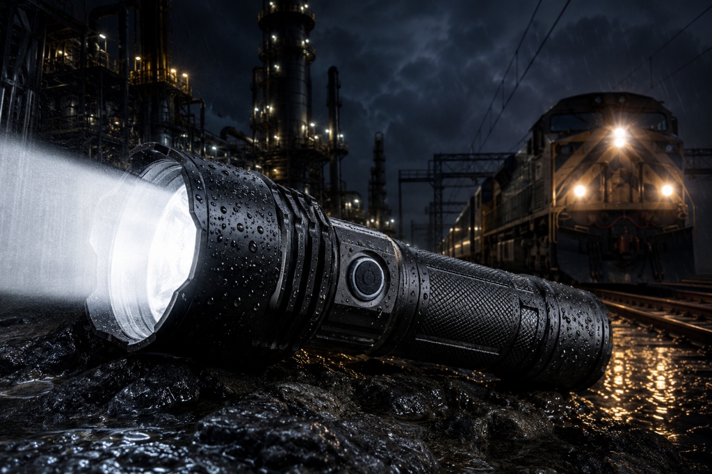 High-intensity waterproof long distance torch light for surface marine exposure and industrial use